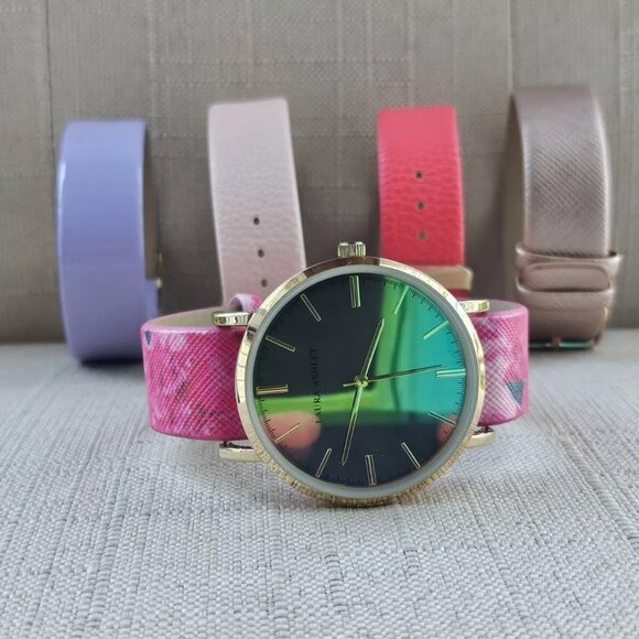 Laura Ashley Women Wristwatch Gold Slidethrough Interchangeable Strap Watch $395 - Picture 5 of 13